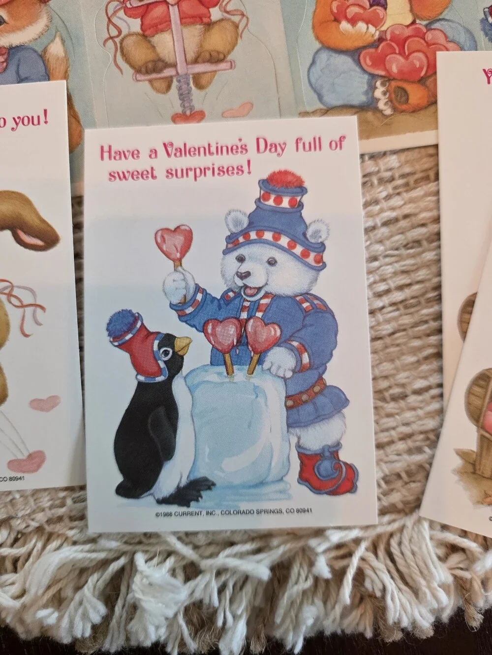 Valentine's Day Cards 1988 Current Brand Vintage Animals